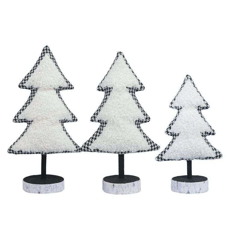 Holiday Time White Shag Trees, Set of 3 Tabletop Decoration, (L) 12", (M) 10", and (S) 8" - Walma... | Walmart (US)