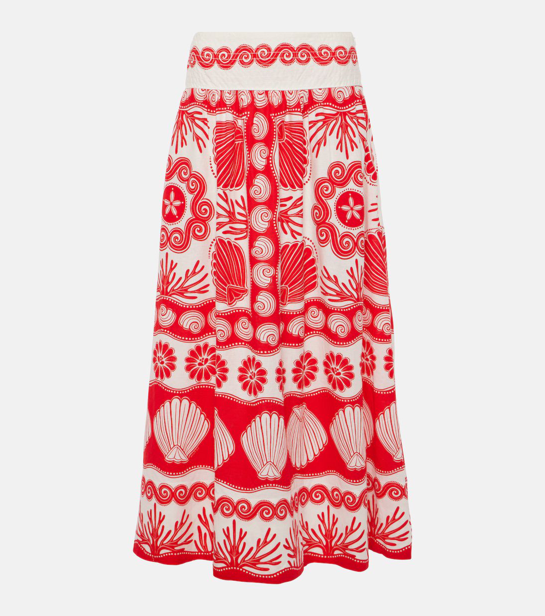 Red Ainika Shell linen-blend maxi skirt | Mytheresa (US/CA)