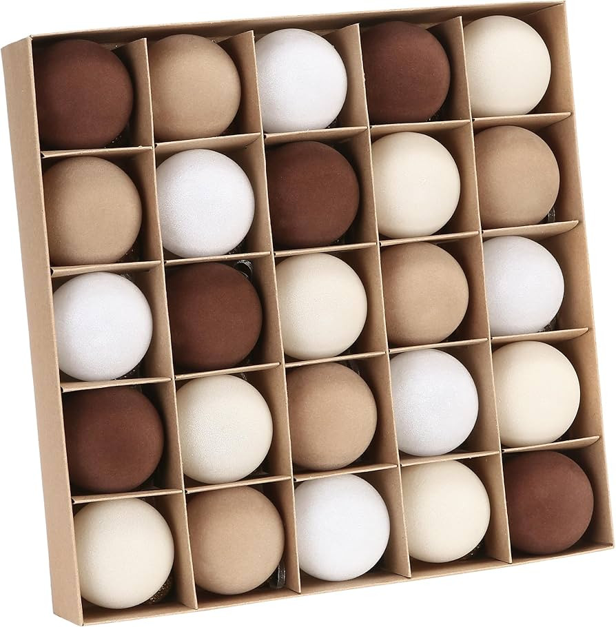 Sea Team 25-Pack Flocked Velvet Christmas Tree Ball Ornaments Set, Decorative Hanging Baubles, Sh... | Amazon (US)