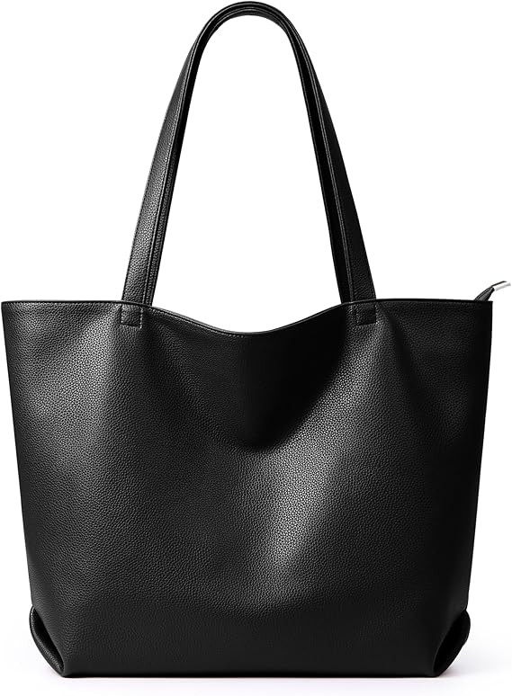 WLLWOO Soft Vegan Leather Tote Bag for Women Large Casual Hobo Handbags Zipper Shoulder Work Dail... | Amazon (US)