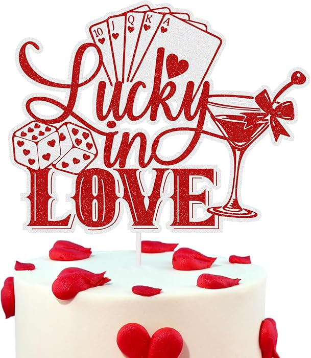 Lucky in Love Cake Topper - lucky in love Bachelorette Party Decorations, Casino Poker Party Deco... | Amazon (US)