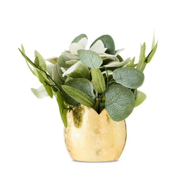 Easter Artificial Plant in Gold Foil Egg Pot, 7.65 in x 8 in, by Way To Celebrate | Walmart (US)