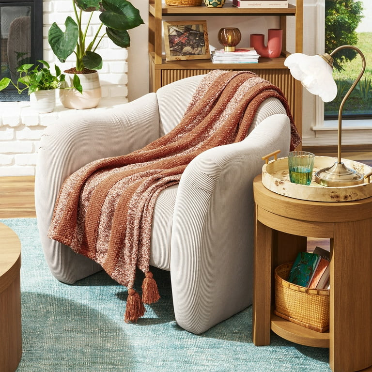 Beautiful Terracotta Chenille Striped Throw by Drew Barrymore, 50" x 60" | Walmart (US)