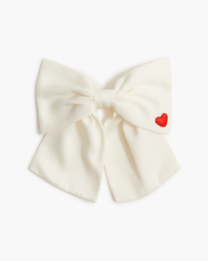 Embroidered heart bow barrette | J.Crew Factory
