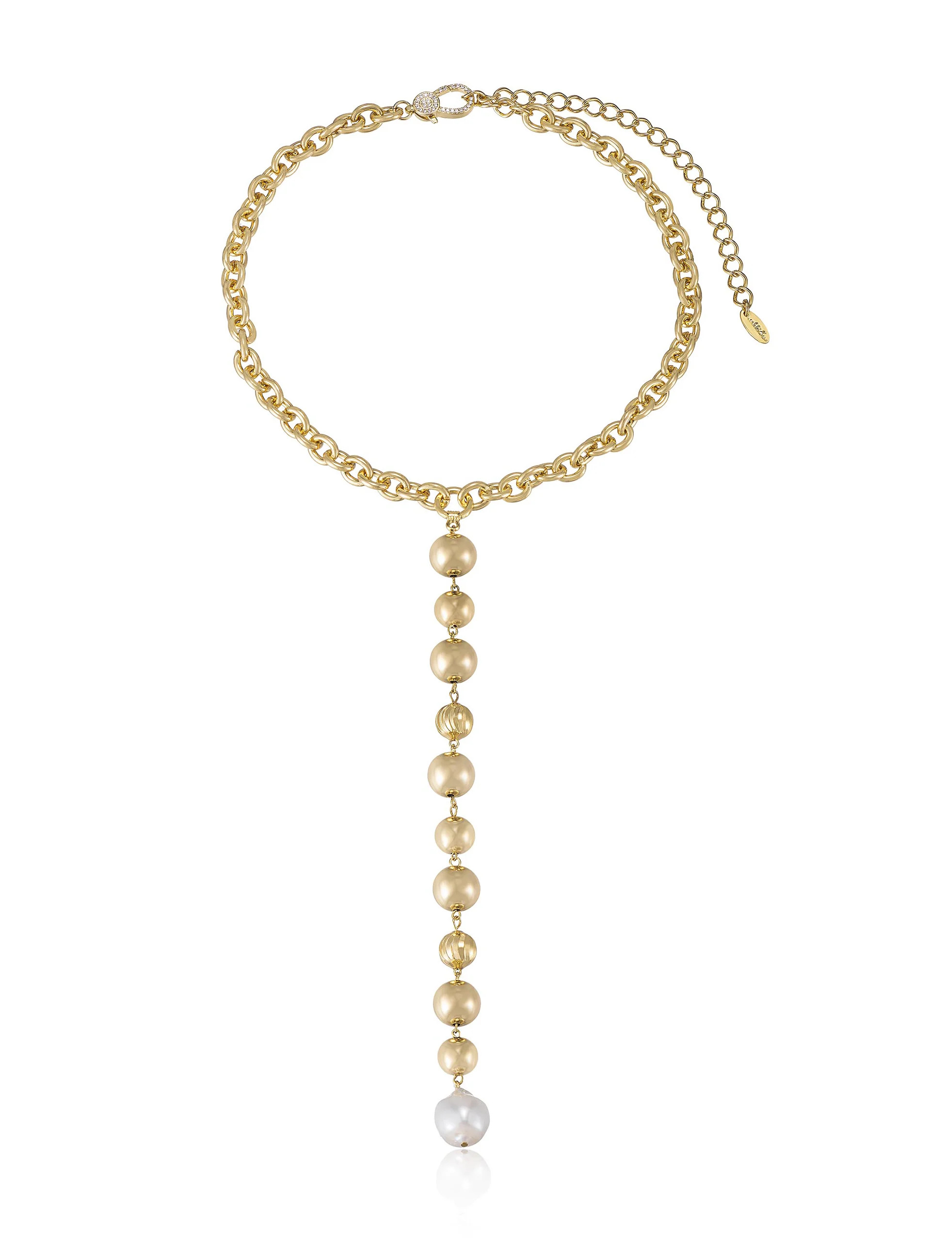 Deep Drop Pearl Lariat Necklace | Ettika