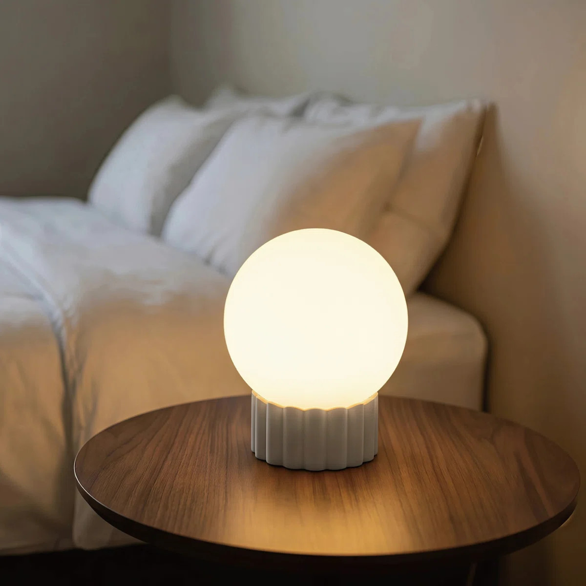 6.9'' Dimmable Opal Glass Globe Table Lamp with Off White Resin Base and E12 Lamp Holder, cULus C... | Wayfair North America