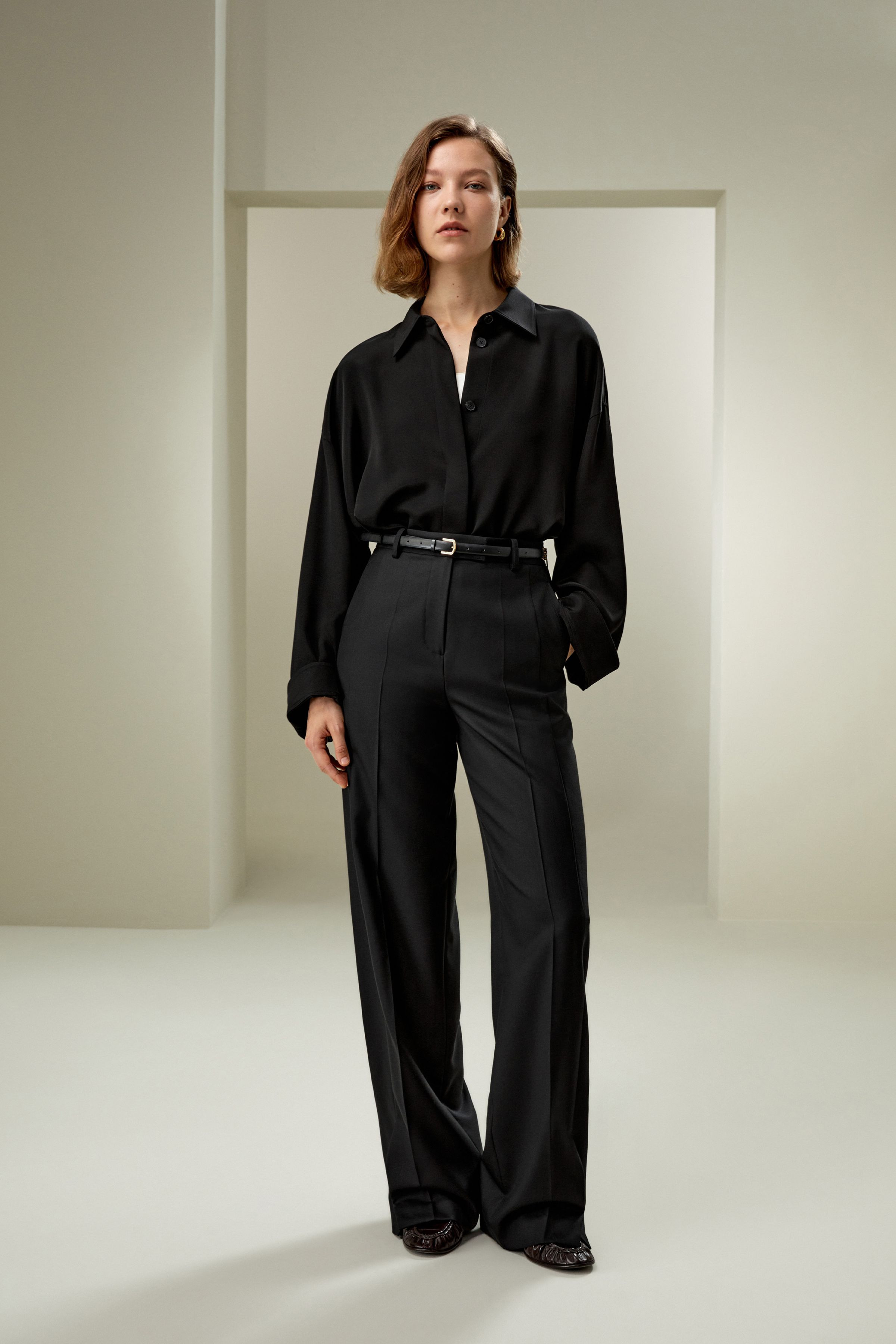 Wool Silk Blend Straight Pants | LILYSILK