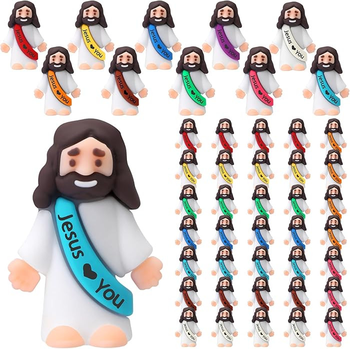 Bememo 50 Pcs Mini Jesus Figures Jesus Loves You Christ Toys Little Christ Figures to Hide and Se... | Amazon (US)