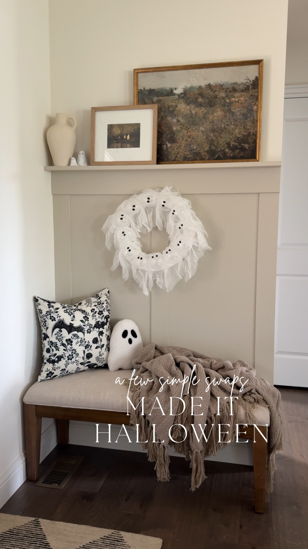 A few simple swaps were all it took to turn this entryway into Halloween 👻 The ghost theme has definitely been my favorite this season, and I love how easy it was to make this space feel festive without completely redoing it or spending a ton!

#LTKHome #LTKSeasonal