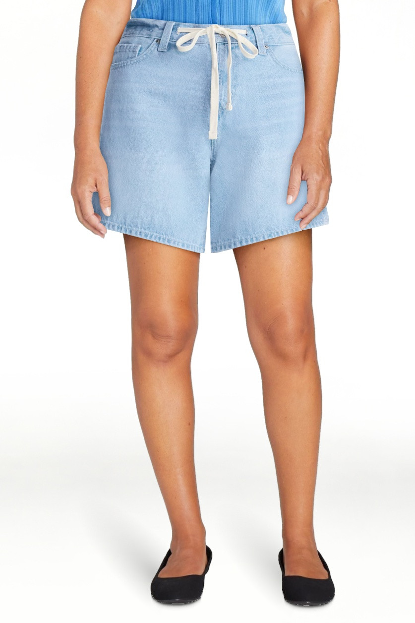 Free Assembly Women's Denim Shorts with Twill Tie, 6" Inseam, Sizes 0-18 | Walmart (US)