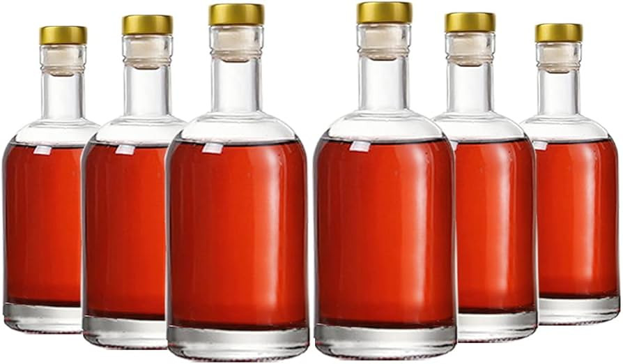 Kaachli Clear Glass Bottles 6 oz - 200ml [Pack of 6] for Wine Beverages Drinks Oil Vinegar Kombuc... | Amazon (US)
