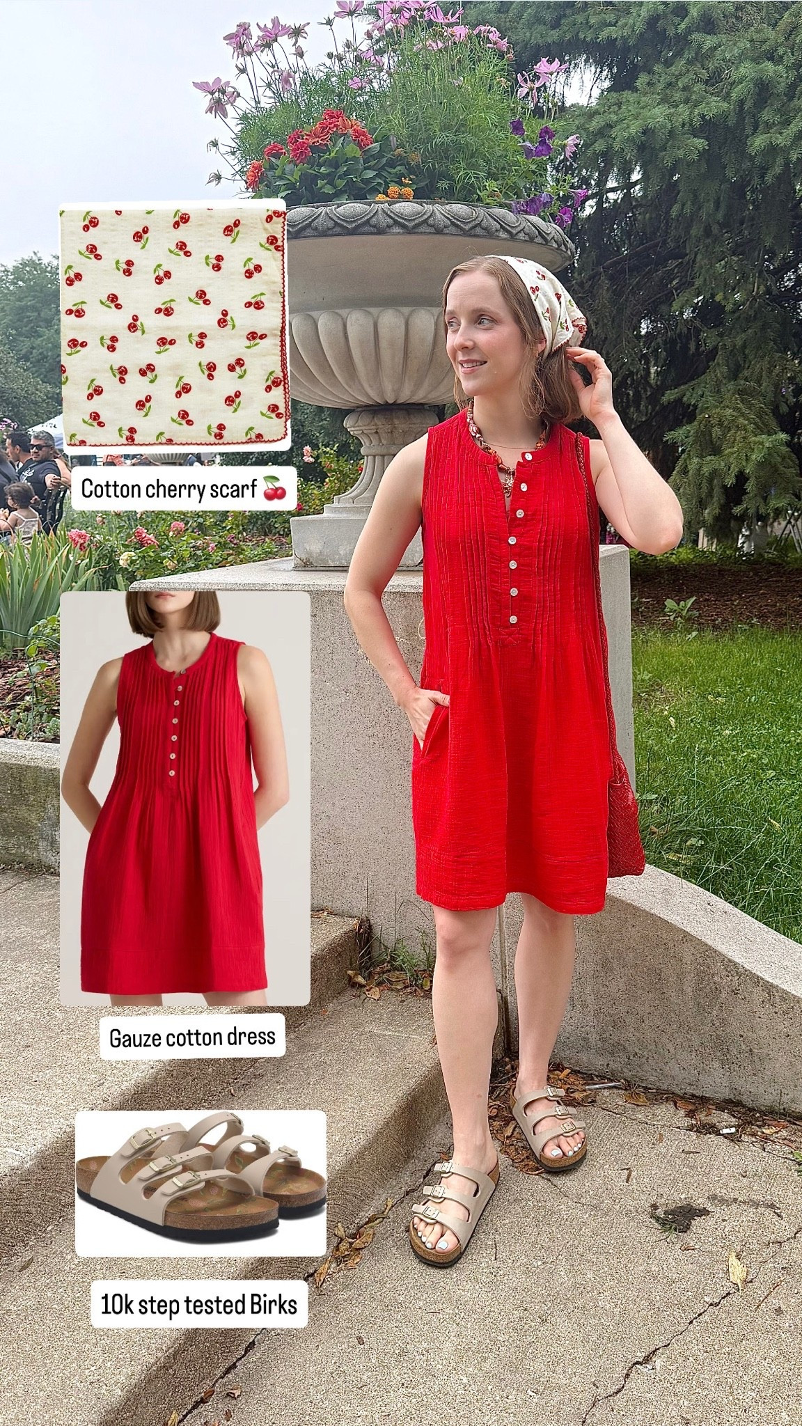 Chicago ootd all natural fibers 
Cotton gauze dress XS Quince
Cotton scarf 
Leather Birks size 37 10k step tested

#LTKootd #LTKSaleAlert #LTKPetite