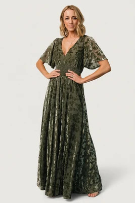 Veronica Velvet Maxi Dress | Dark Sage | Baltic Born