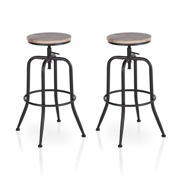 Homy Casa Swivel Bar Stools Set of 2 Adjustable Height Wood Top Counter Barstools Round,Oak | Walmart (US)