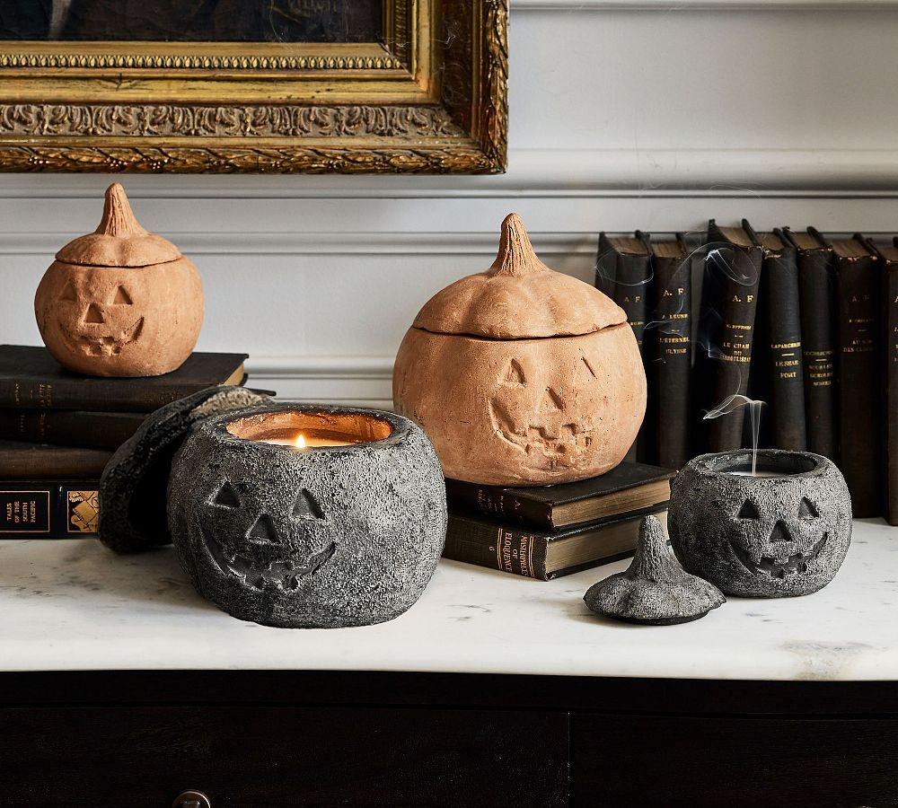 Terracotta Jack O'Lantern Candle - Autumn Amber | Pottery Barn (US)