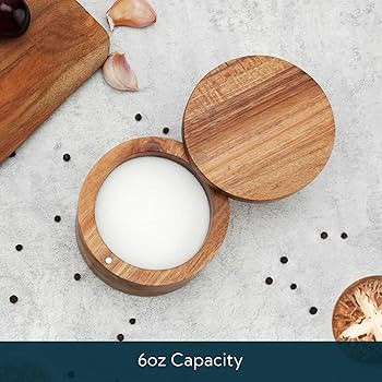 KITCHENDAO Acacia Wood Salt Cellar Bowl Box, Elegant Kitchen Holder Container with Swivel Magneti... | Amazon (US)