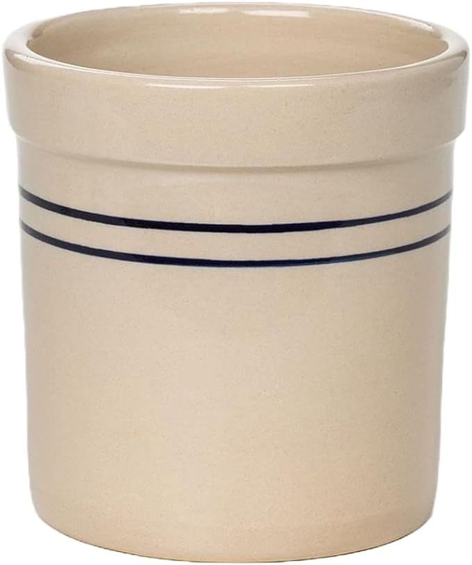 Pickling Fermenting Crock - Tan with Blue Stripe Stoneware Jar, 1/2 Gallon Capacity | Amazon (US)