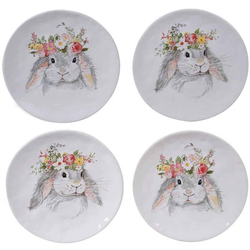 Certified International Sweet Bunny Set Of 4 Dessert Plate (2)Asst. (Set of 4) | Wayfair North America