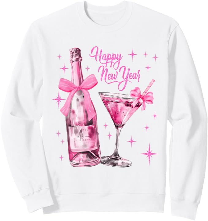 Champagne Sweatshirt Martini Coquette Happy New Year Party Sweatshirt | Amazon (US)
