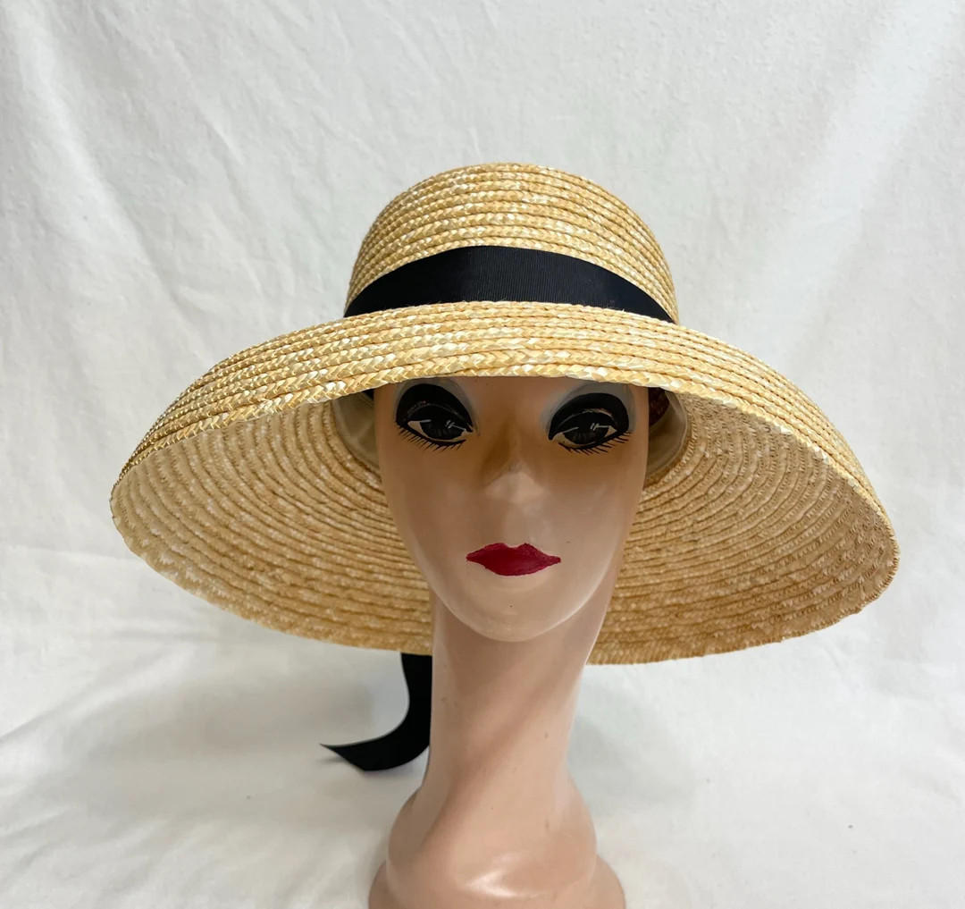 4 Inch Bell Brim Milan Wheat Straw Braid Down Turned Brim Sun Hat / Retro Bell Brim Hat / Audrey ... | Etsy (US)