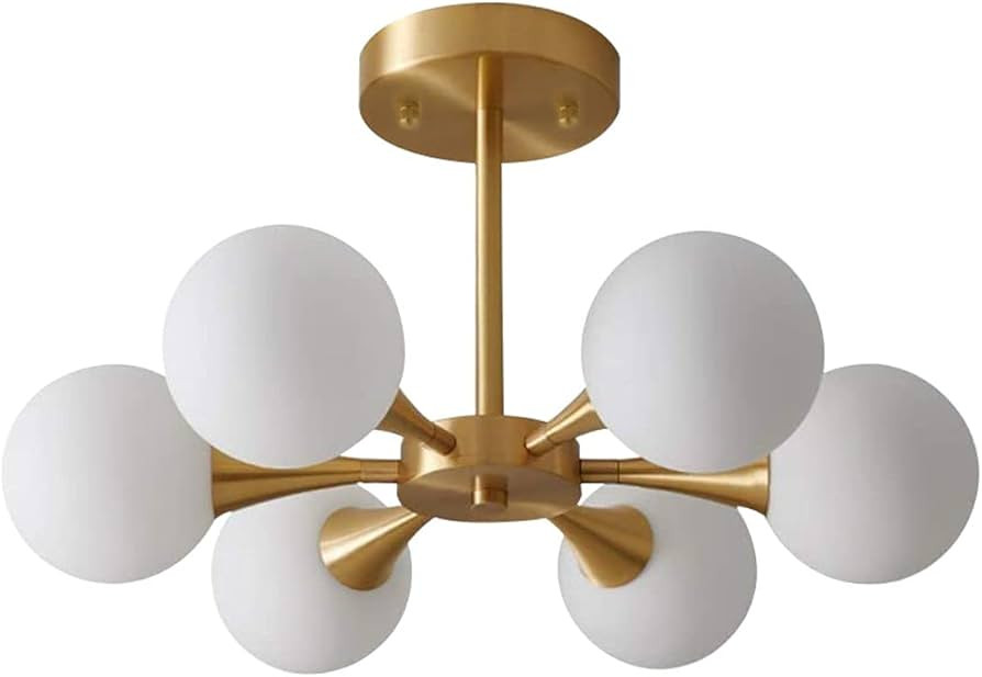 KCO Lighting Brushed Gold Sputnik Flush Mount Ceiling Light Mid Century Modern Overhead Ceiling L... | Amazon (US)