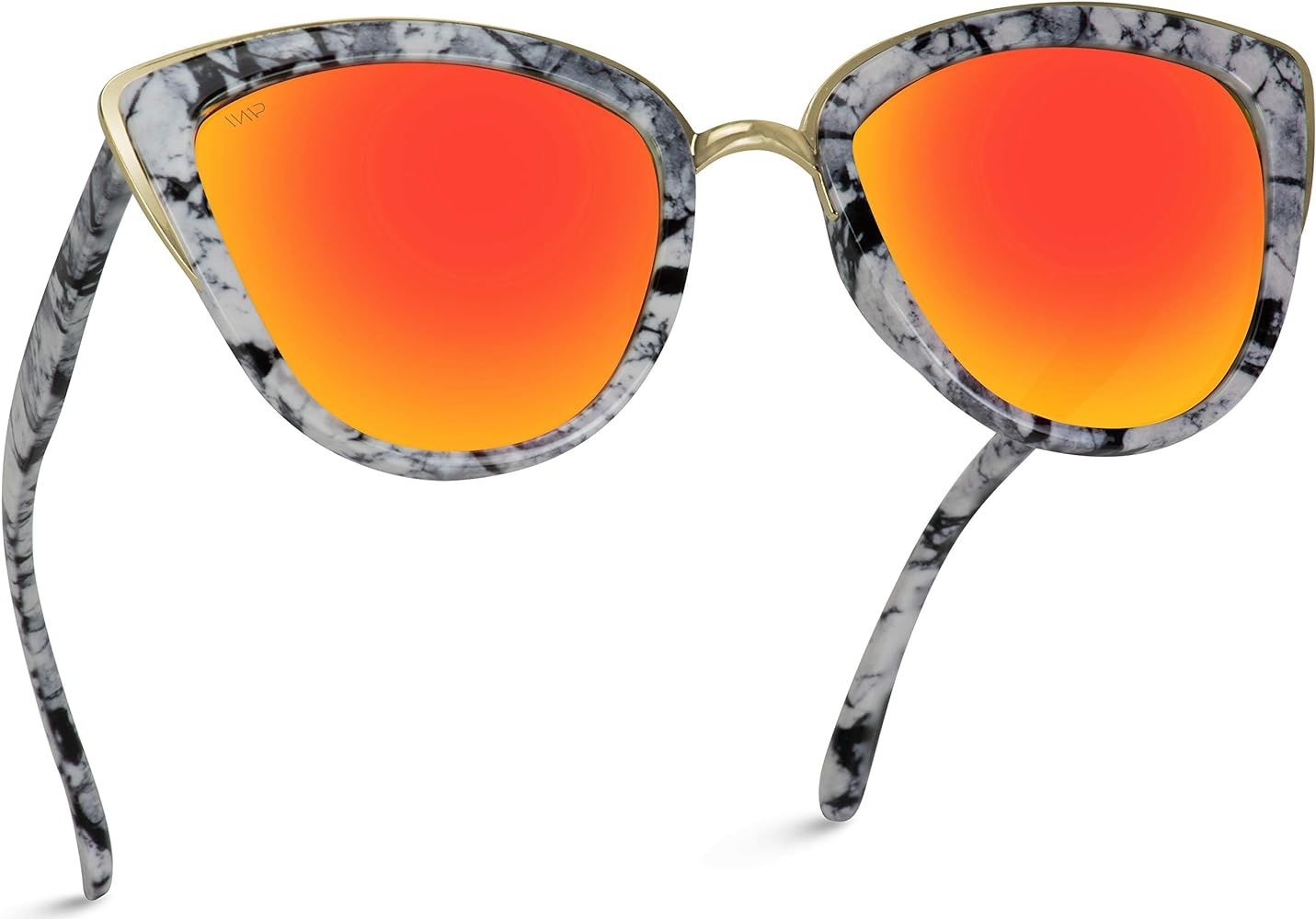 WearMe Pro Womens Cat Eye Mirrored Reflective Lenses Oversized Cateyes Sunglasses | Amazon (US)