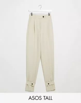 ASOS DESIGN Tall tapered trousers with ankle tab detail | ASOS (Global)