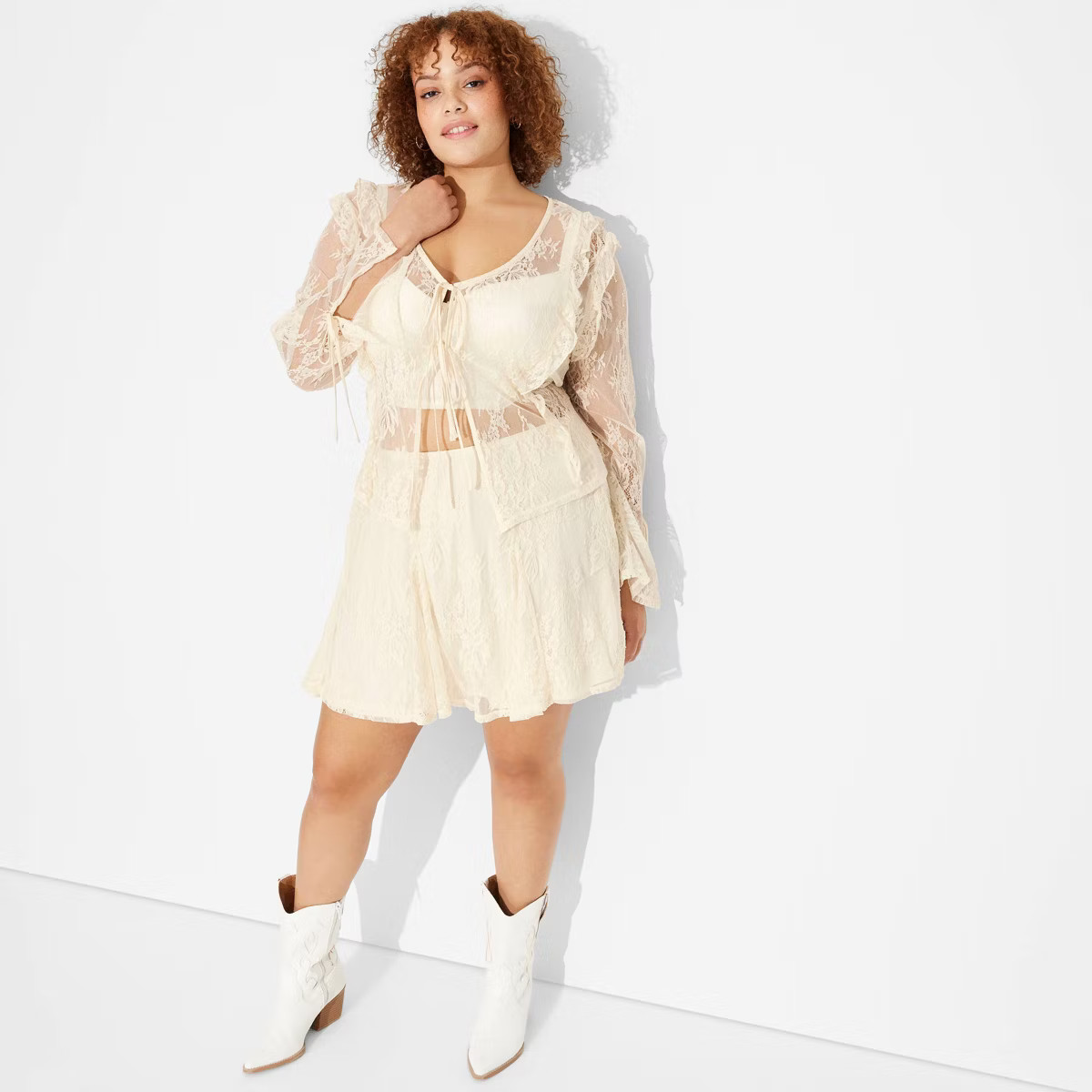 Women's Long Sleeve Flyaway Top - Wild Fable™ Off-White | Target