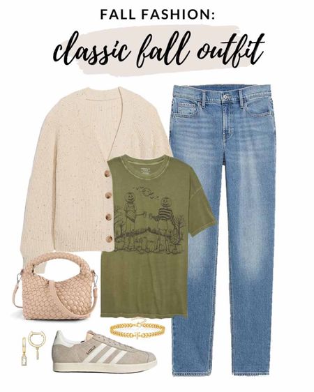 Fun fall outfit idea! This would be the perfect Halloween outfit too, I love this Halloween graphic tee! Paired it with a pair of trendy fall sneakers, affordable fall denim and a cozy cardigan for the perfect classic, casual fall outfit idea! 

#fallfashion #halloween #graphictee

Halloween graphic tee. Oversized fall cardigan. Old navy jeans. Adidas gazelle sneakers. Woven crossbody bag. Amazon designer inspired handbag   

#LTKfindsunder100 #LTKstyletip #LTKSeasonal