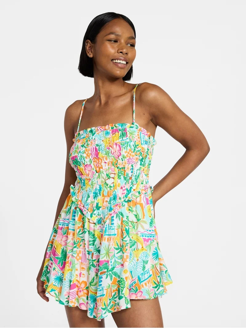 No Boundaries Smocked Romper, Women's XXS-XXL - Walmart.com | Walmart (US)