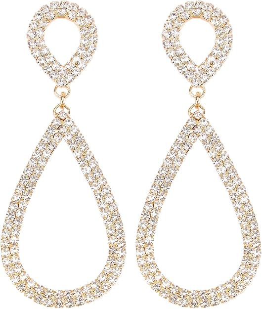 Rhinestone Teardrop Dangle Earrings Sparkly Wedding Jewelry | Amazon (US)