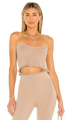 MAJORELLE Cropped Sweetheart Ribbed Tube Top in Taupe from Revolve.com | Revolve Clothing (Global)