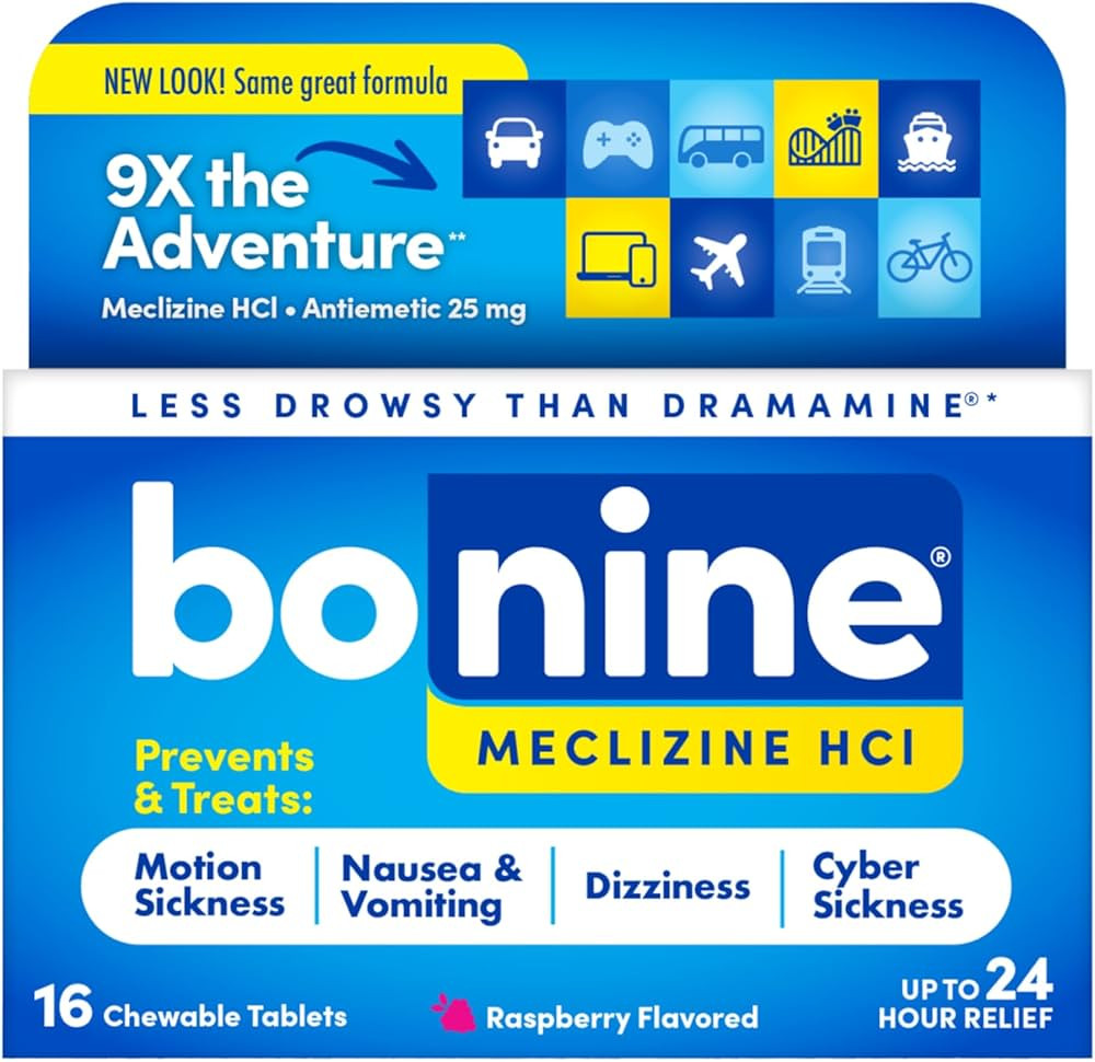 Bonine Non-Drowsy for Motion Sickness Relief, Sea Sickness, Car Sickness, Nausea, & Vomiting - Me... | Amazon (US)