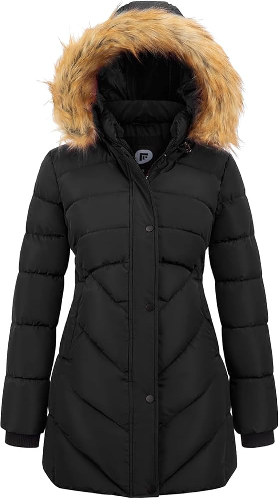 Women's Winter Thicken Coat Warm Long Puffer Jacket with Faux Fur Removable Hood Waterproof Insul... | Amazon (US)