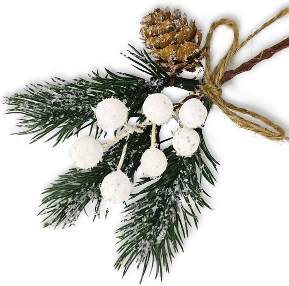 LEBERY Christmas Berry Stems Artificial Pine Cones, 8Pcs Christmas Picks Spray Evergreen Artifici... | Amazon (US)