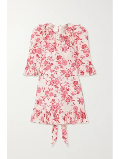 The Vampire's Wife - The Gloria Ruffled Floral-print Cotton-poplin Mini Dress - Pink | NET-A-PORTER (US)