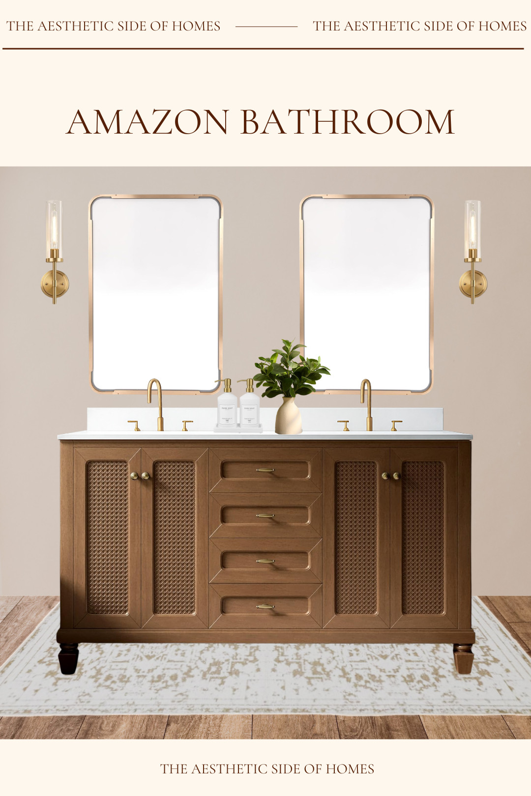 A clean, warm update for the bathroom featuring curated Amazon finds. I love how these brass accents and wood textures create a refreshed, spa-like feel for the new season. 

 #LTKmomlife #LTKSeasonal #LTKHome