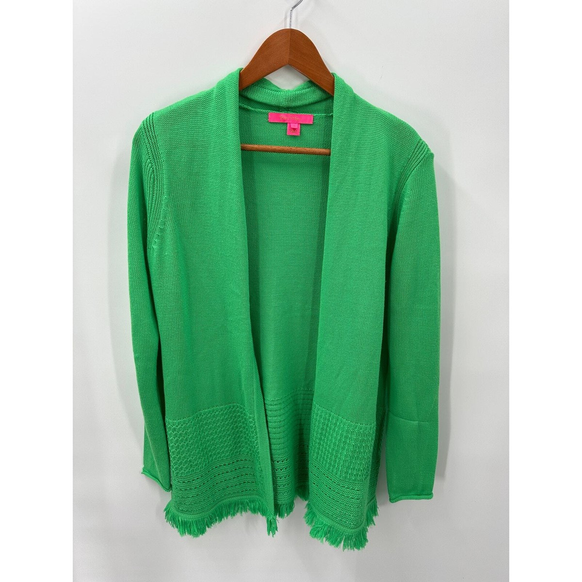 LILLY PULTIZER Noble Fringe Green Open Cardigan // S  | eBay | eBay US