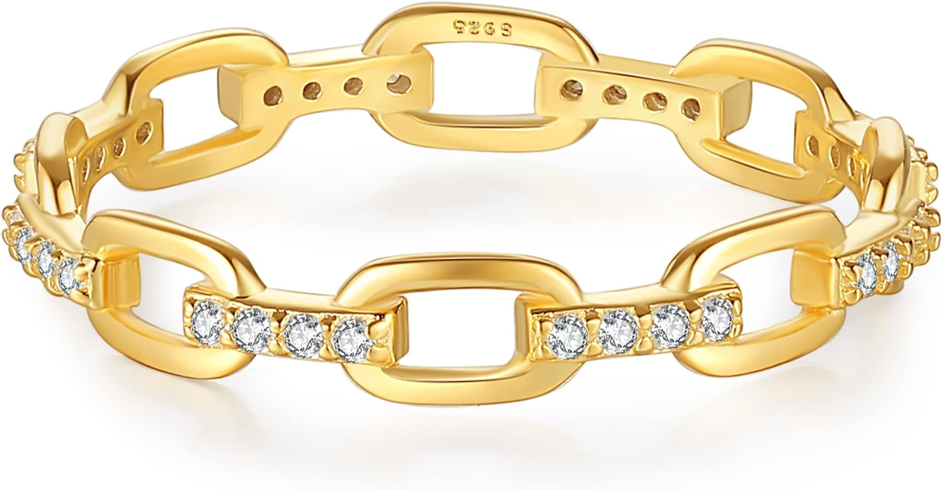 18K Gold Plated Chain Link Ring | Open Link Ring | Statement Chain Ring | Amazon (US)