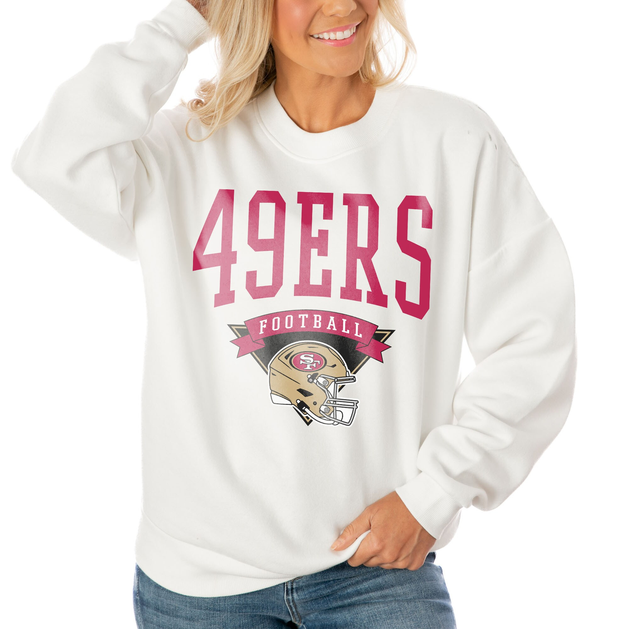San Francisco 49ers Gameday Couture Women's Oversized Line Pullover Sweatshirt - White | Fanatics