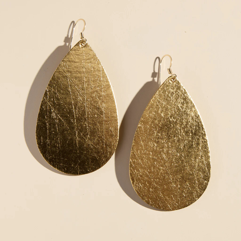 Vintage Gold Teardrops | Nickel and Suede