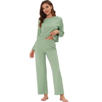 cheibear Womens Pajamas Sleepwear Knit Tracksuits Jogger Sweatsuit Pullover Lounge Set | Target
