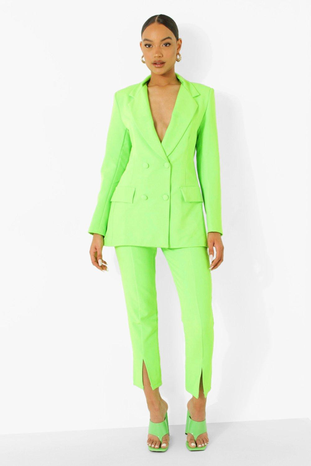 Neon Split Front Dress Pants | Boohoo.com (US & CA)