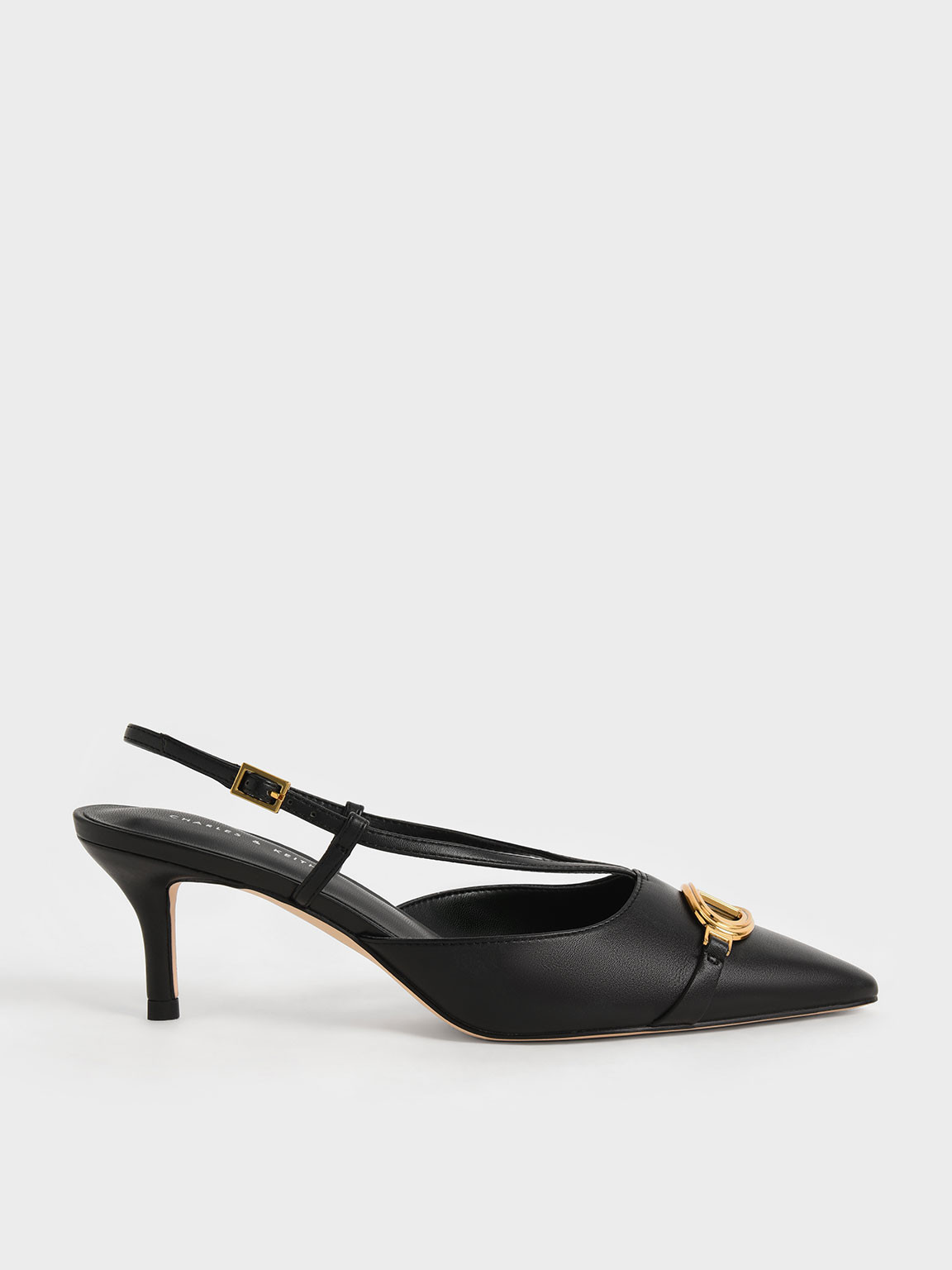 Metallic Accent Slingback Pumps
 - Black | Charles & Keith UK