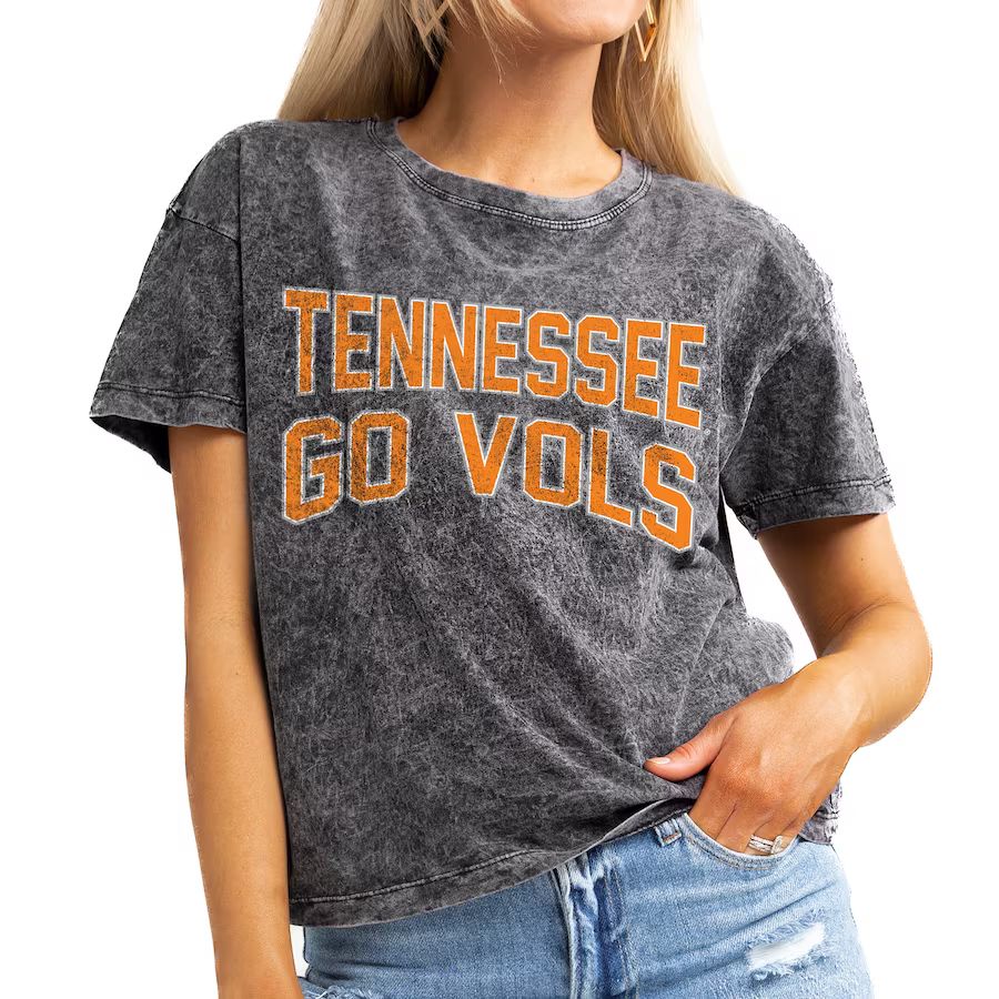 Tennessee Volunteers Gameday Couture Women's Here to Tailgate Mineral Wash Cropped T-Shirt - Char... | Fanatics