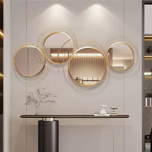 LJSCLDF Large Decorative Wall Mirror,Modern Gold Wall Art Mirrors for Living Room Decor,Star Ring Metal Wall Decor Mirror for Entryway Bedroom Dining Room 43.3 X 20.5 inch | Amazon (US)
