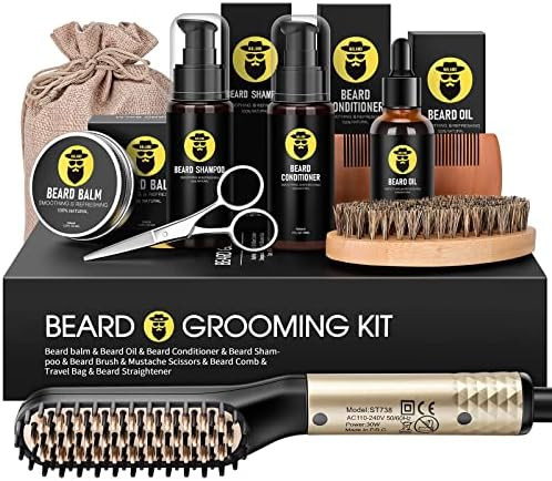 Beard Straightener Kit, Beard Growth Grooming Kit, Beard Straightener, Beard Growth Oil, Beard Wa... | Amazon (US)