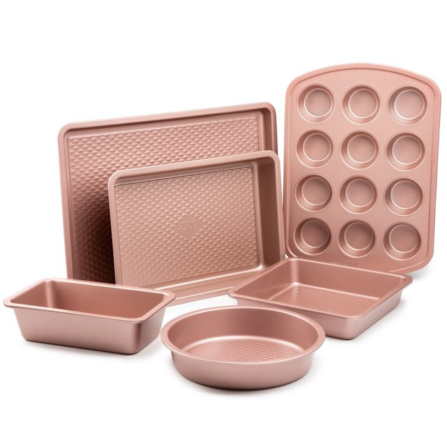 Thyme & Table Non-Stick Aluminized Steel Baking 6 Piece Set, Rose Gold | Walmart (US)