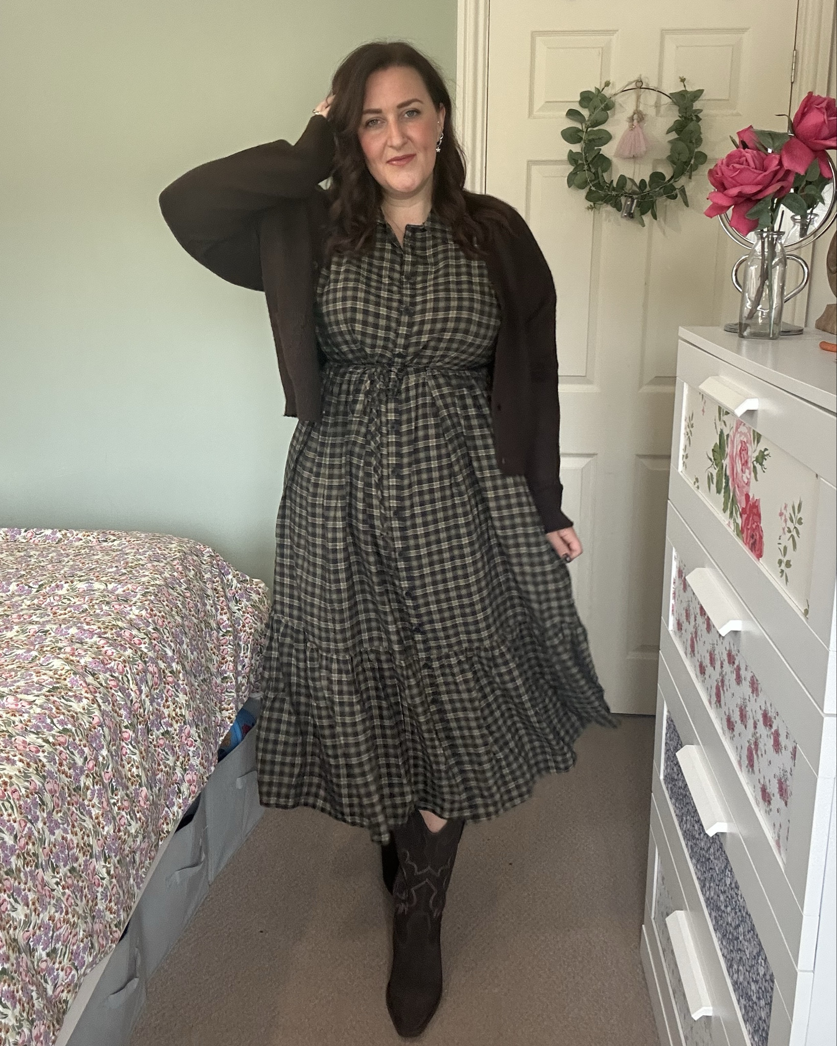 Styling chocolate brown and forest green! 

#LTKautumn #LTKcurves #LTKdresses