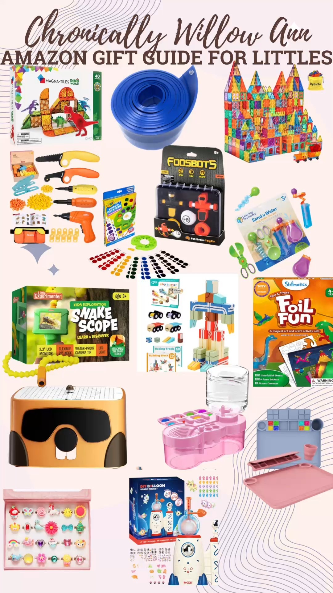 Christmas wish list for the littles in your life. Cardboard fort building tools, creative art tools, painting, mag-na-tiles, car toys, building box, scope, things for exploring and learningg

#LTKHoliday #LTKGiftGuide #LTKKids